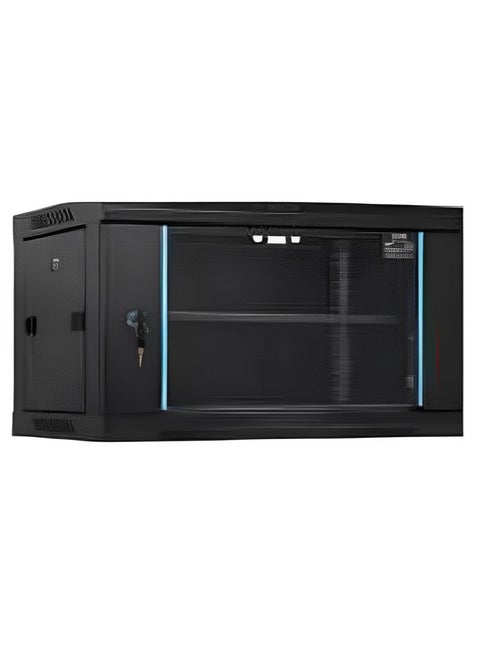 خزانة شبكة مثبتة على الحائط FS-RC9U-CABINET 9U - حاوية آمنة مقاس 530 × 300 × 400 مم مع تدفق هواء مُحسّن، ووصول قابل للقفل، وإدارة الكابلات لإعداد قوي لتكنولوجيا المعلومات والشبكات