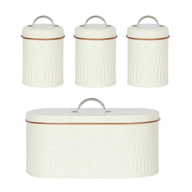 Genaric 4 Piece Kitchen Storage Set with Bread Box and Airtight Storage Boxes for Sugar, Tea, Coffee, Perfect for Modern Kitchens