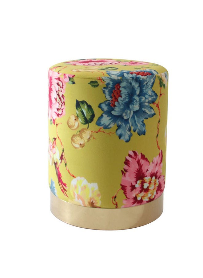 DANUBE HOME Echo Print Velvet Pouf Multi Functional Ottoman Chair Soft Upholstered Footrest Modern Furniture For Living Room 35X35X43 cm Flower Pattern / Gold - Image 4