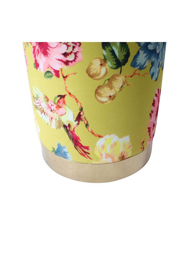 DANUBE HOME Echo Print Velvet Pouf Multi Functional Ottoman Chair Soft Upholstered Footrest Modern Furniture For Living Room 35X35X43 cm Flower Pattern / Gold - Image 3