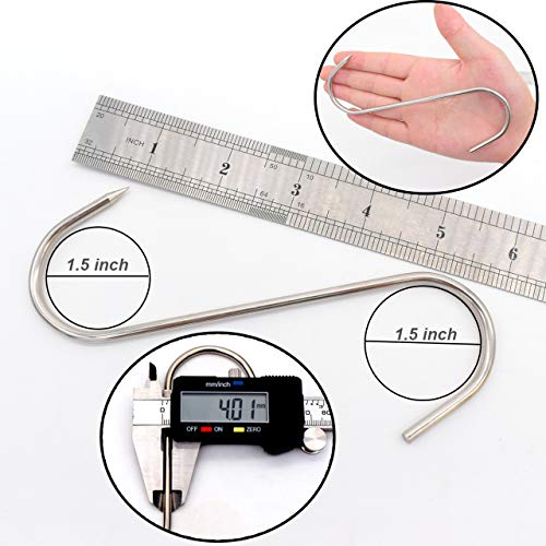 HONSHEN Meat Hooks 6 Inch 4mm S-Hook Stainless Steel Meat Processing Butcher Hook Pot Hooks (6 Inch) - Image 2