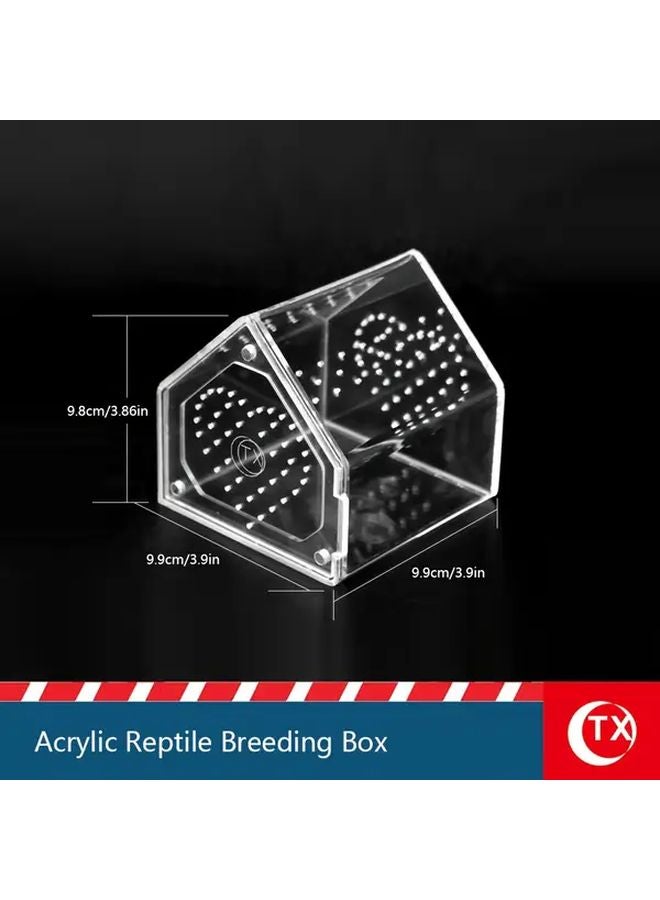 قطعتان صندوق تغذية الحشرات الشفاف على شكل منزل قفص تربية الزواحف المغناطيسي من الأكريليك - Image 3
