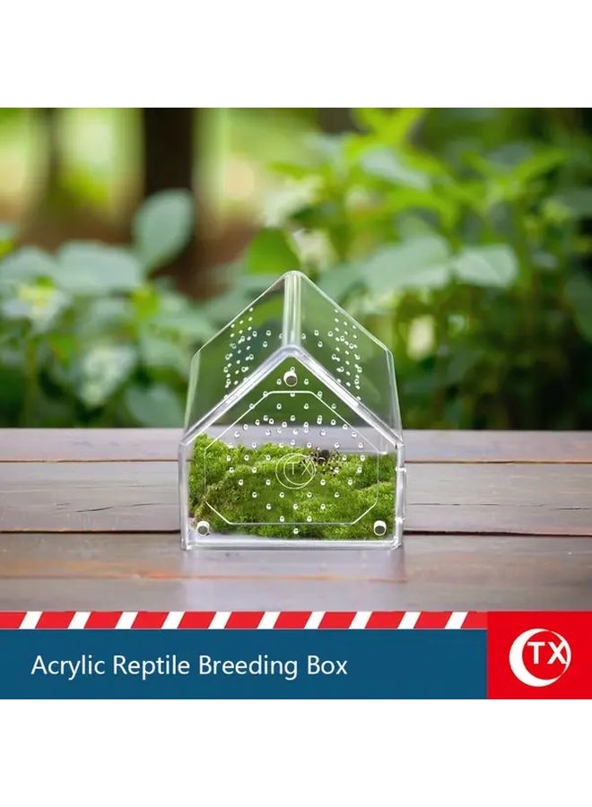 قطعتان صندوق تغذية الحشرات الشفاف على شكل منزل قفص تربية الزواحف المغناطيسي من الأكريليك - Image 5