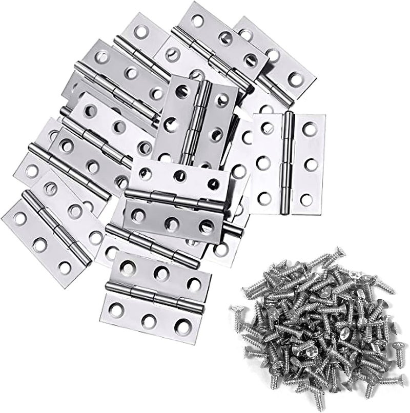 QANQIUPLE 20Pcs 2 Inch Stainless Steel Folding Hings for Wooden Box Small Crafts or Lightweight Projects assigned 120 Screws - Image 1