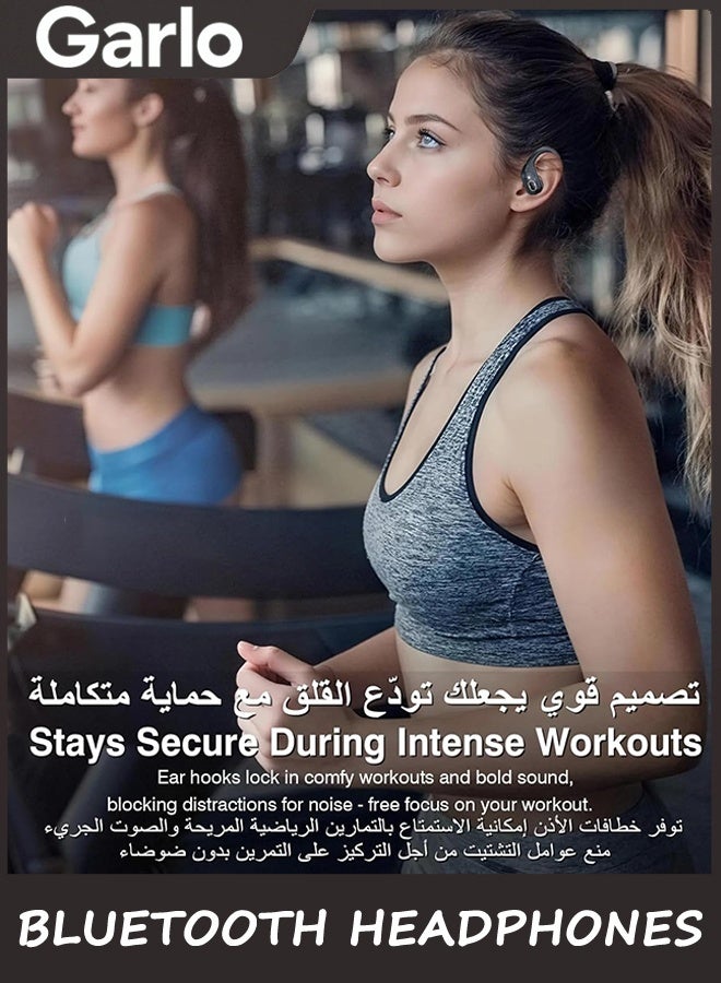 Garlo Bluetooth Headphones True Wireless Sports Earbuds, Noise Cancelling Mic in Ear Buds, Sports Earphones with Ear hooks, Waterproof, 45H Led Display, Workout, Deep Bass Sport Earbuds for Running - Image 5