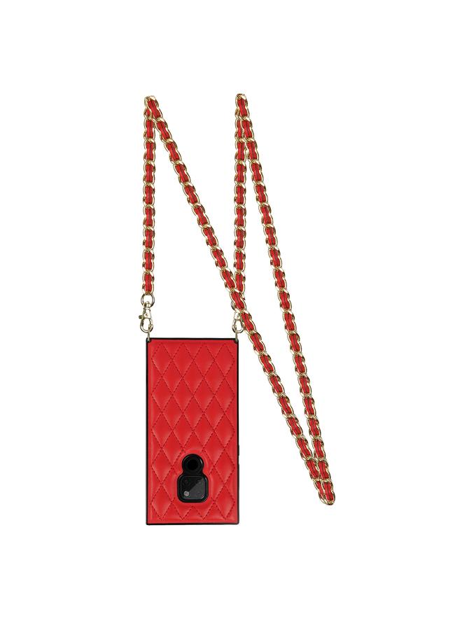 Zaboon Case For Huawei Mate 20 Elegant Rhombic Pattern Microfiber Leather +TPU Shockproof Case with Crossbody Strap Chain - Image 2