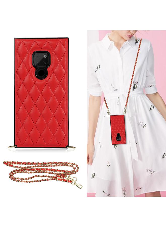 Zaboon Case For Huawei Mate 20 Elegant Rhombic Pattern Microfiber Leather +TPU Shockproof Case with Crossbody Strap Chain - Image 1