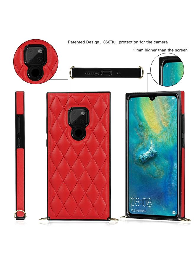 Zaboon Case For Huawei Mate 20 Elegant Rhombic Pattern Microfiber Leather +TPU Shockproof Case with Crossbody Strap Chain - Image 3