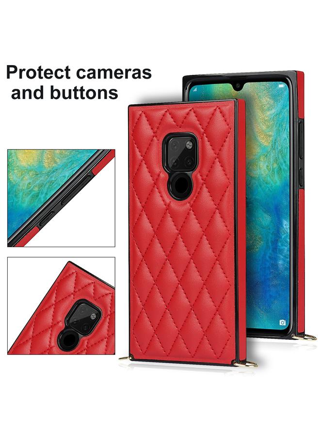 Zaboon Case For Huawei Mate 20 Elegant Rhombic Pattern Microfiber Leather +TPU Shockproof Case with Crossbody Strap Chain - Image 4