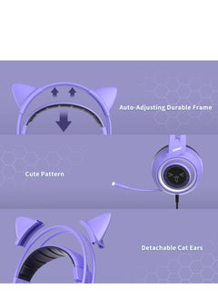 Somic SOMIC G951S Purple Stereo Gaming Headset with Mic for PS4, PS5, Xbox One, PC, Phone, Detachable Cat Ear 3.5MM Noise Reduction Headphones Computer Gaming Headphone Self-Adjusting Gamer Headsets  - Image 5
