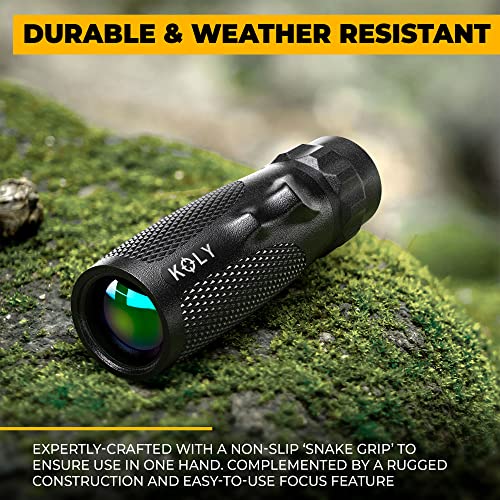 Koly BAK-4 Prism 10X25 Monocular Telescope, Compact Weather Resistant Scope with Snake Skin Grip, Designed for Bird Watching, Hiking, Hunting, Archery, and More, 10X Magnification, Black - Image 3