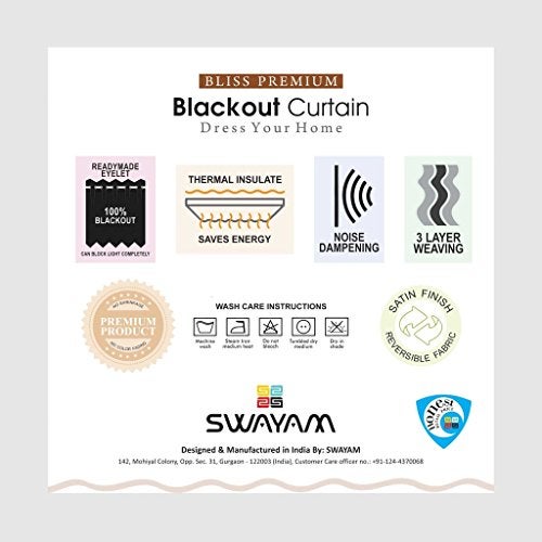 Swayam 100% Blackout Polyester Window Curtain for Living Room & Bedroom | 5 Feet | Room Darkening Curtain with Eyelets | Pack of 1 | Solid Design – Brown - Image 4