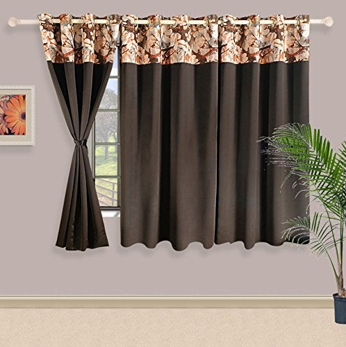 Swayam 100% Blackout Polyester Window Curtain for Living Room & Bedroom | 5 Feet | Room Darkening Curtain with Eyelets | Pack of 1 | Solid Design – Brown - Image 3