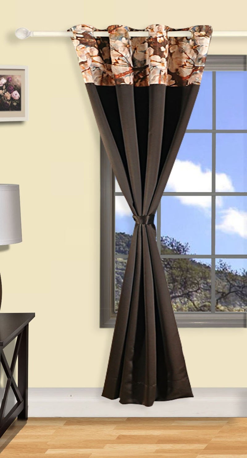 Swayam 100% Blackout Polyester Window Curtain for Living Room & Bedroom | 5 Feet | Room Darkening Curtain with Eyelets | Pack of 1 | Solid Design – Brown - Image 1