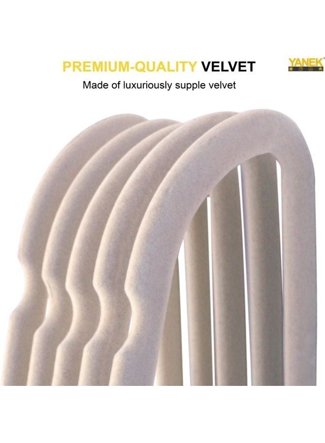 YANEK Non-Slip Velvet Clothes Hangers Set, 30 Pieces - Beige - Image 2
