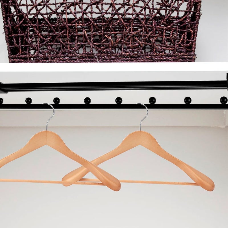 Adjustable Retractable Closet Rod for Hanging Clothes, 450mm Solid Wardrobe Pull-out Bar, Top-mounted Clothes Hanger Rail for Bedroom and Walk-in Closet Organization - Image 4