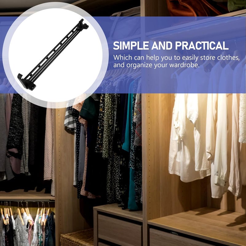 Adjustable Retractable Closet Rod for Hanging Clothes, 450mm Solid Wardrobe Pull-out Bar, Top-mounted Clothes Hanger Rail for Bedroom and Walk-in Closet Organization - Image 5