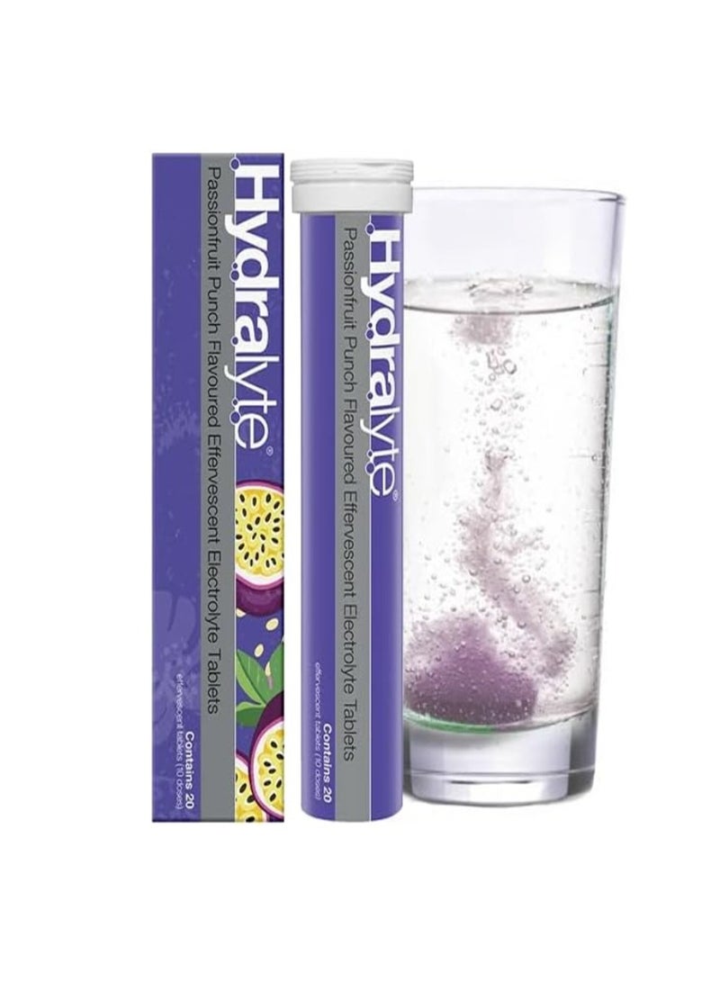Hydralyte Effervescent Passion Fruit Punch Flavoured Electrolyte 20 Tablets - Image 2