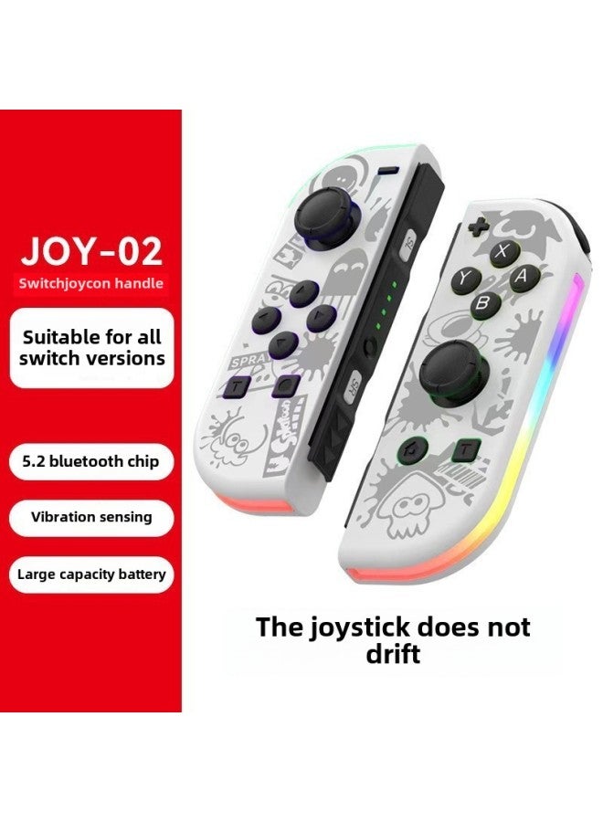 Switch Joycon Left And Right Game Handles Colorful RGB Light Effect Wake-up 5.2 Bluetooth Vibration Somatosensory-Product Color:Ajc Spray White (without Hand Strap)  - Image 1