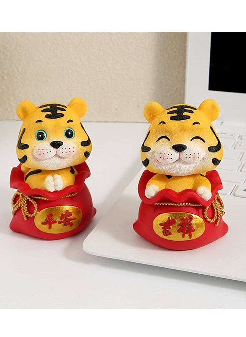 2pcs Chinese Zodiac Tiger Resin Collectible Figurines Table Decor Statue Chinese Lucky Bag Money Sack Decorations  - Image 5