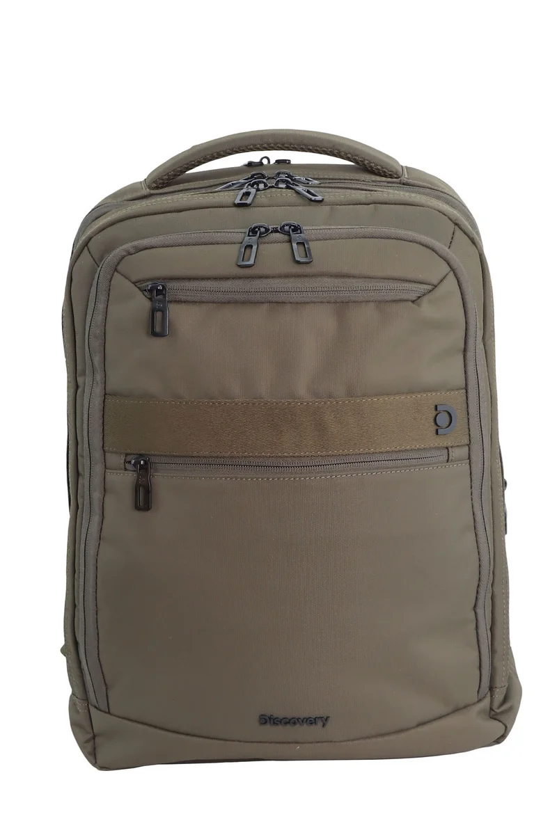 Discovery Discovery Downtown 2-Compartment Backpack 20L – Khaki |RPET Laptop Backpack with RFID & Travel Strap