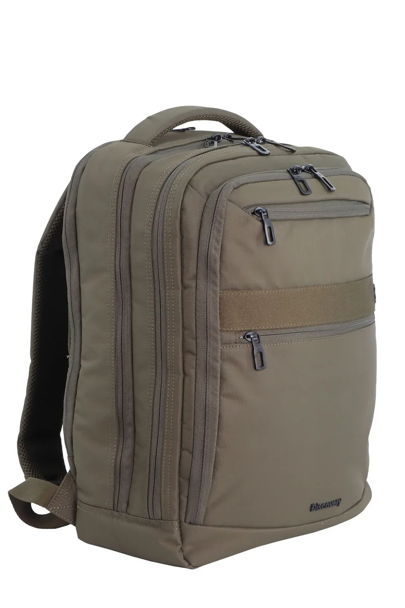 Discovery Discovery Downtown 2-Compartment Backpack 20L – Khaki |RPET Laptop Backpack with RFID & Travel Strap