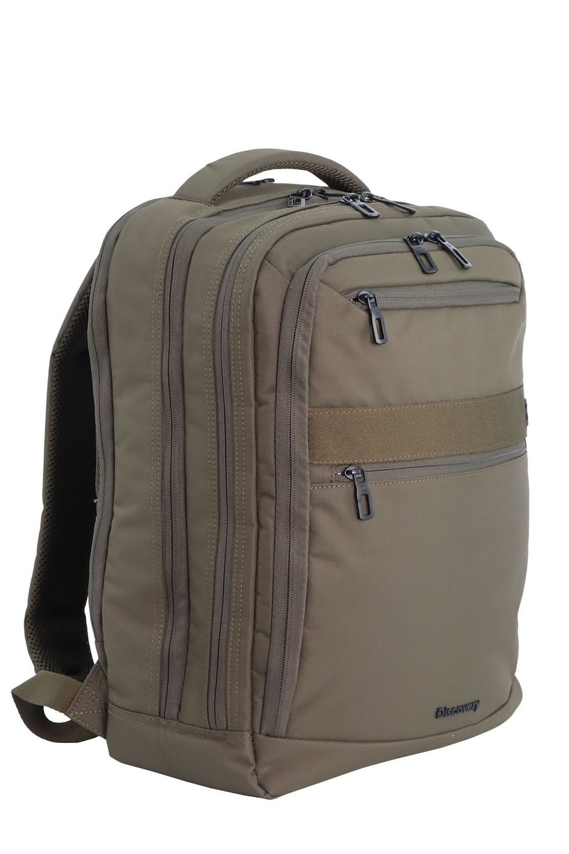 Discovery Discovery Downtown 2-Compartment Backpack 20L – Khaki |RPET Laptop Backpack with RFID & Travel Strap - Image 2