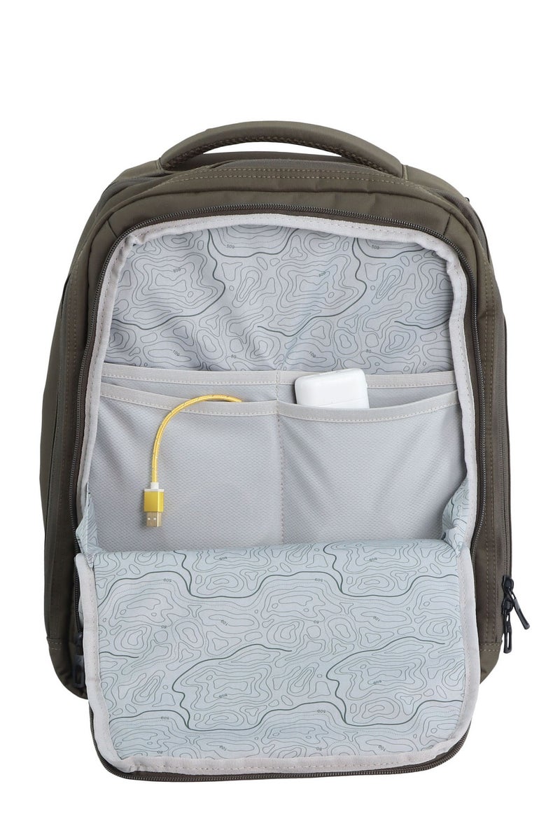 Discovery Discovery Downtown 2-Compartment Backpack 20L – Khaki |RPET Laptop Backpack with RFID & Travel Strap - Image 5