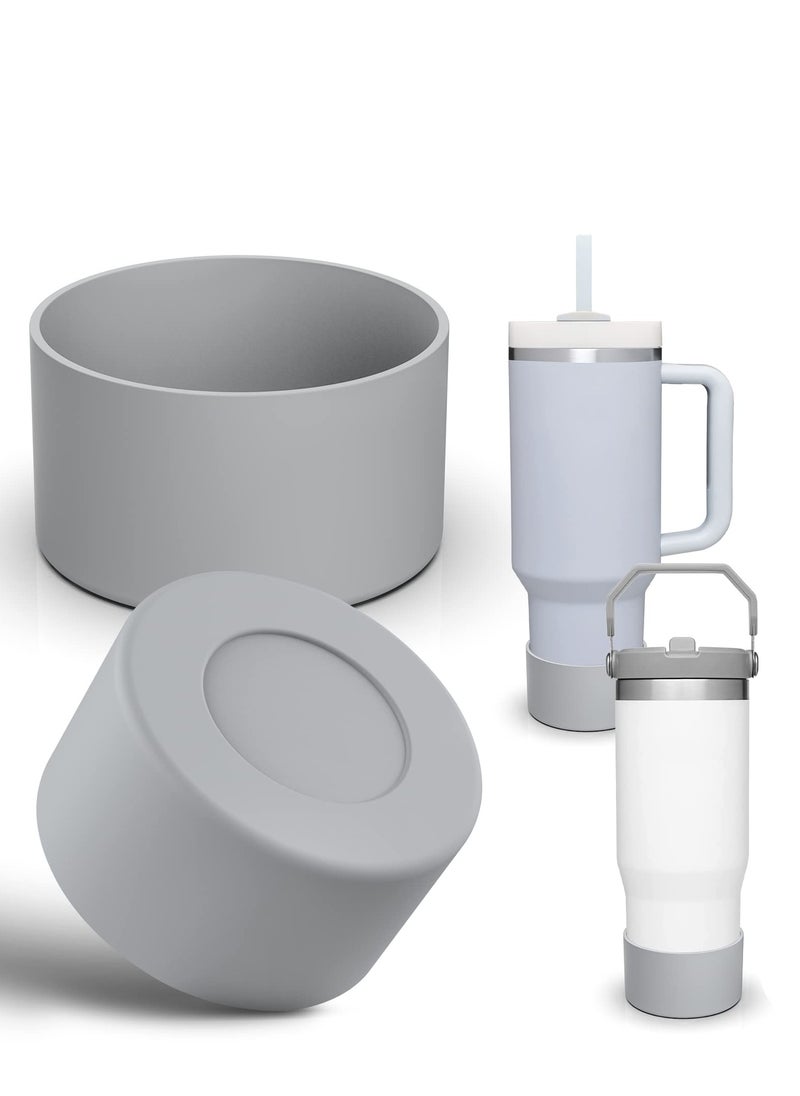 Generic - 2pcs 7.5cm Silicone Boot Bottom Sleeve Cover for Stanley 40oz Tumbler Quencher Adventure and Ice Flow Flip 30 oz 20 oz Water Bottle (Grey) - Image 1
