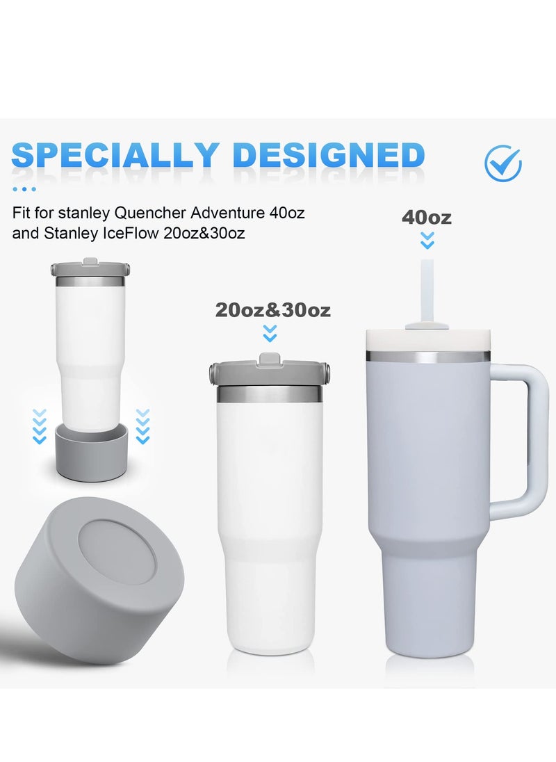 Generic - 2pcs 7.5cm Silicone Boot Bottom Sleeve Cover for Stanley 40oz Tumbler Quencher Adventure and Ice Flow Flip 30 oz 20 oz Water Bottle (Grey) - Image 1