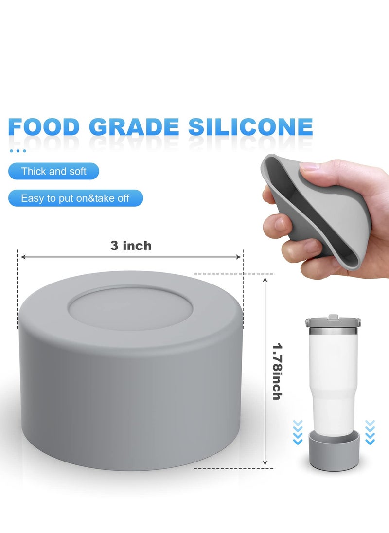 Generic - 2pcs 7.5cm Silicone Boot Bottom Sleeve Cover for Stanley 40oz Tumbler Quencher Adventure and Ice Flow Flip 30 oz 20 oz Water Bottle (Grey) - Image 1