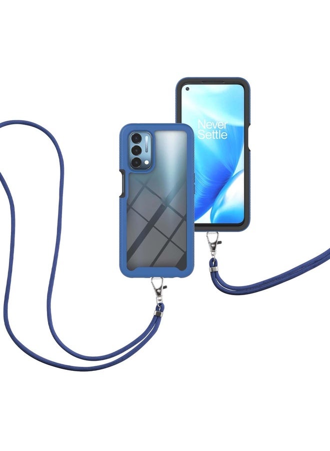 Case Cover For OPPO A54 5G / A74 5G / A93 5G Starry Sky Solid Color Series Shockproof PC + TPU Protective Case with Neck Strap(Blue)
