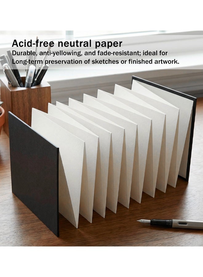 Concertina Sketchbook, A6 Sketchbook 250GSM Cold Press Watercolor Paper Accordion Sketchbooks, Travel Portable - Image 3