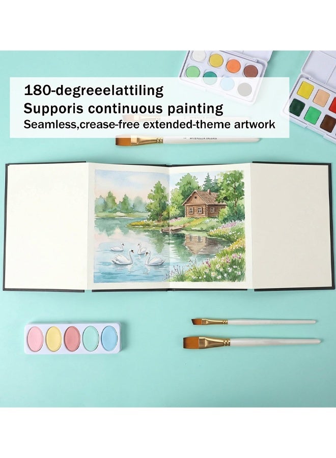 Concertina Sketchbook, A6 Sketchbook 250GSM Cold Press Watercolor Paper Accordion Sketchbooks, Travel Portable - Image 4