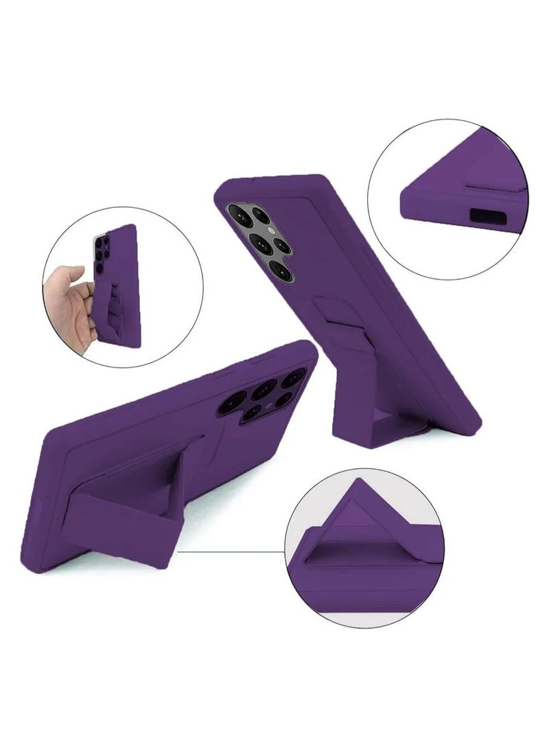 Denx Magnetic Case for Samsung Galaxy S24 Ultra, Back Stand Case Magnetic Car Holder, Premium Silicone Horizontal & Vertical Kickstand, with Multi Stand for Samsung Galaxy S24 Ultra (Deep Purple) - Image 3