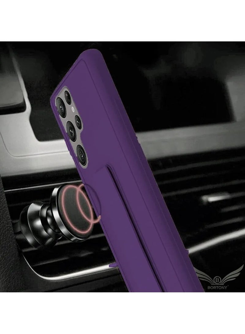 Denx Magnetic Case for Samsung Galaxy S24 Ultra, Back Stand Case Magnetic Car Holder, Premium Silicone Horizontal & Vertical Kickstand, with Multi Stand for Samsung Galaxy S24 Ultra (Deep Purple) - Image 4