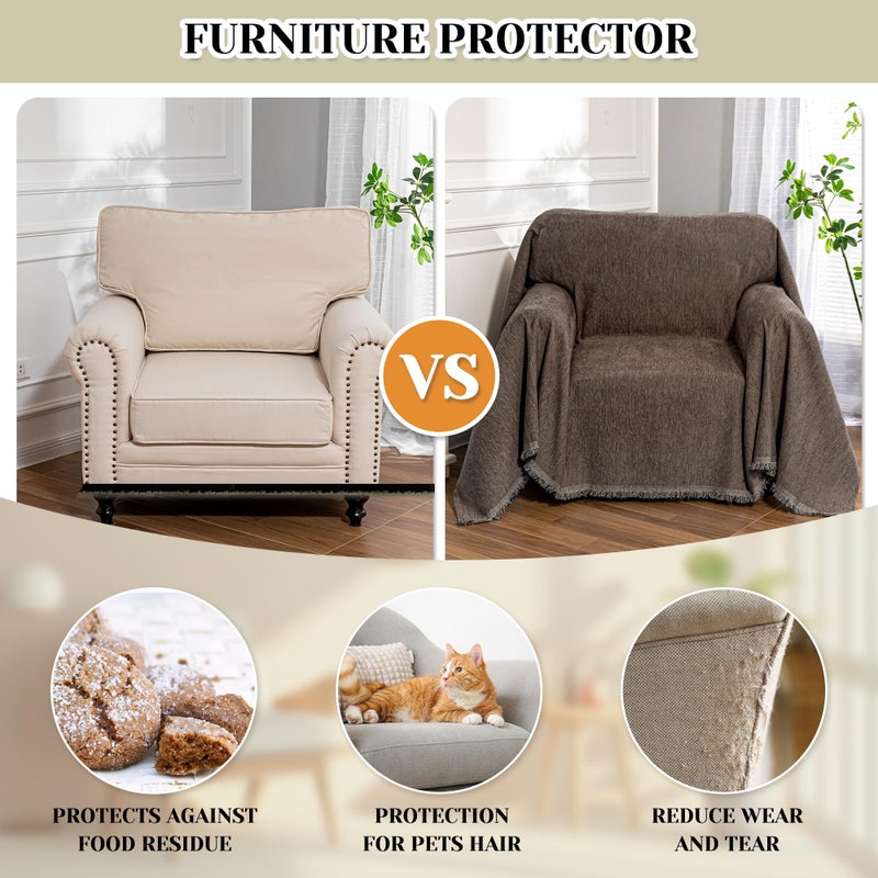 MEETSKY Oversized Chair Cover Small Couch Cover Armchair Sofa Cover for Dog Sofa Throw Cover for Sofa Single Reclinerï¼ŒChenille Sofa Slipcovers for Pets Thick Washable, 71" x 91", Dark Chocolate - Image 4