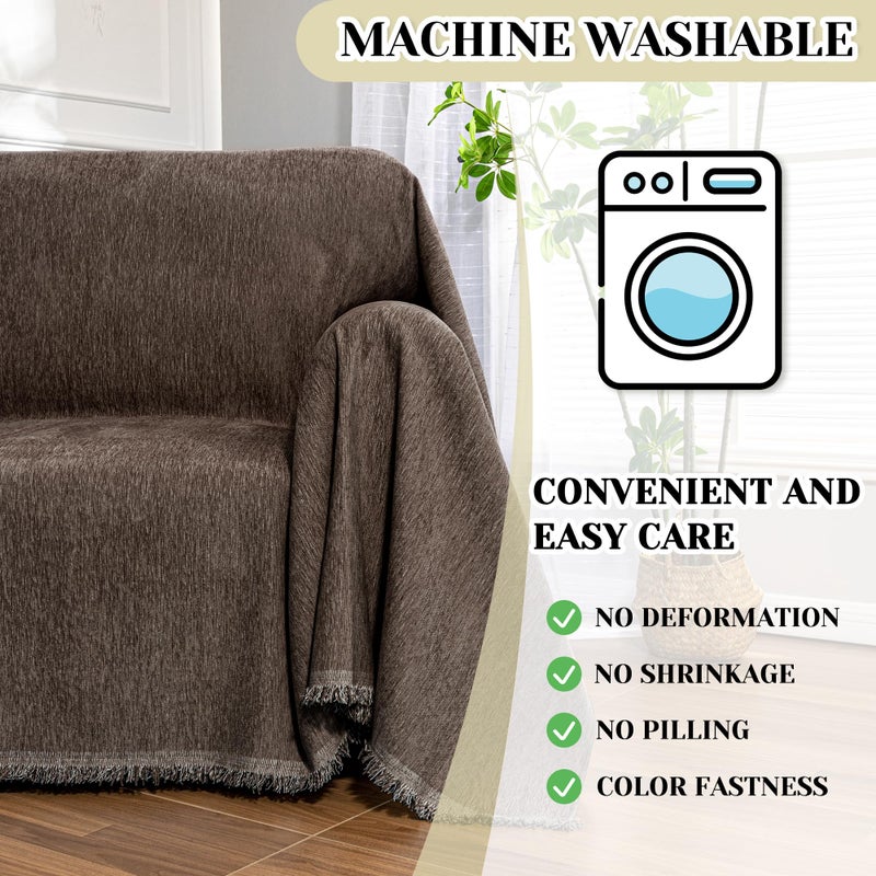 MEETSKY Oversized Chair Cover Small Couch Cover Armchair Sofa Cover for Dog Sofa Throw Cover for Sofa Single Reclinerï¼ŒChenille Sofa Slipcovers for Pets Thick Washable, 71" x 91", Dark Chocolate - Image 5