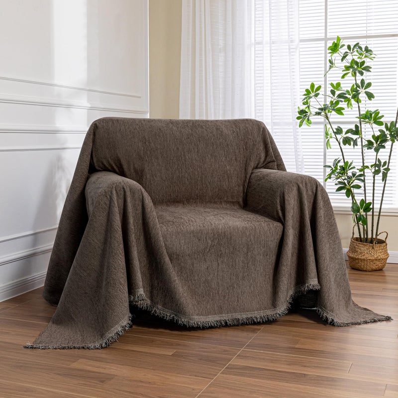 MEETSKY Oversized Chair Cover Small Couch Cover Armchair Sofa Cover for Dog Sofa Throw Cover for Sofa Single Reclinerï¼ŒChenille Sofa Slipcovers for Pets Thick Washable, 71" x 91", Dark Chocolate - Image 1