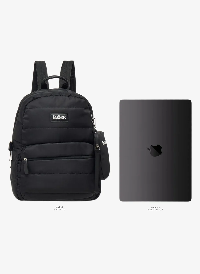 Lee Cooper Solid School Backpack With Zip Closure And Pouch - 31X14X42 Cm