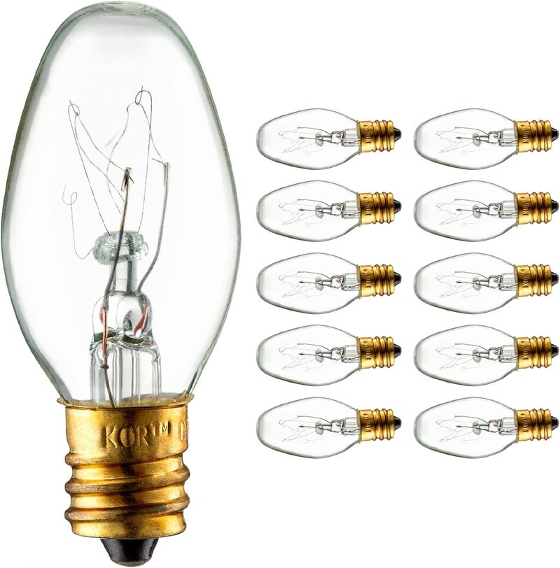 KOR Pack Of 10 15Watt Light Bulb for Scentsy PlugIn Warmer Nightlight Mini Scented Candle Wax Warmer Diffuser and Himalayan Salt Rock Lamps  Baskets 15C7 15W Clear Replacement Bulb Candelabra Base - Image 1