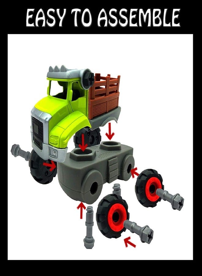 ISTOSY Unbreakable Construction Engineering Truck Friction Powered 3 in 1 Farm Truck Toys for Kids Boys Girls Pull Back Vehicle Assembly Toy (Multicolor) - Image 2