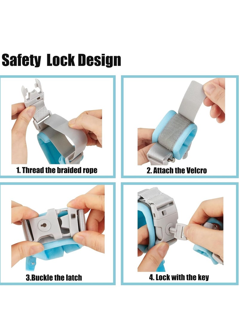 Anti Lost Wrist Link, Toddler Harness Walking Leash Safety Child Wristband Leashes for Babies Kids -Blue - Image 3