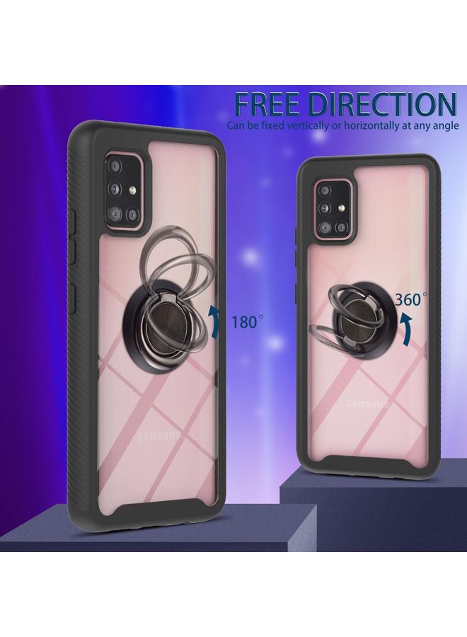 erorex Case For Samsung Galaxy A71 / A715 Starry Sky Solid Color Series Shockproof PC + TPU Protective Case with Ring Holder & Magnetic Function - Image 4