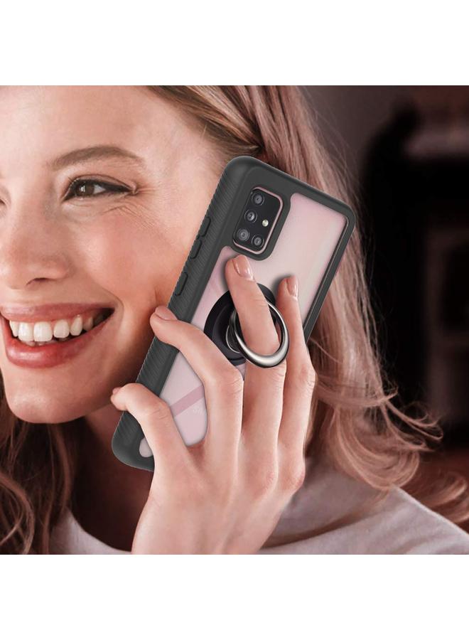 erorex Case For Samsung Galaxy A71 / A715 Starry Sky Solid Color Series Shockproof PC + TPU Protective Case with Ring Holder & Magnetic Function - Image 5