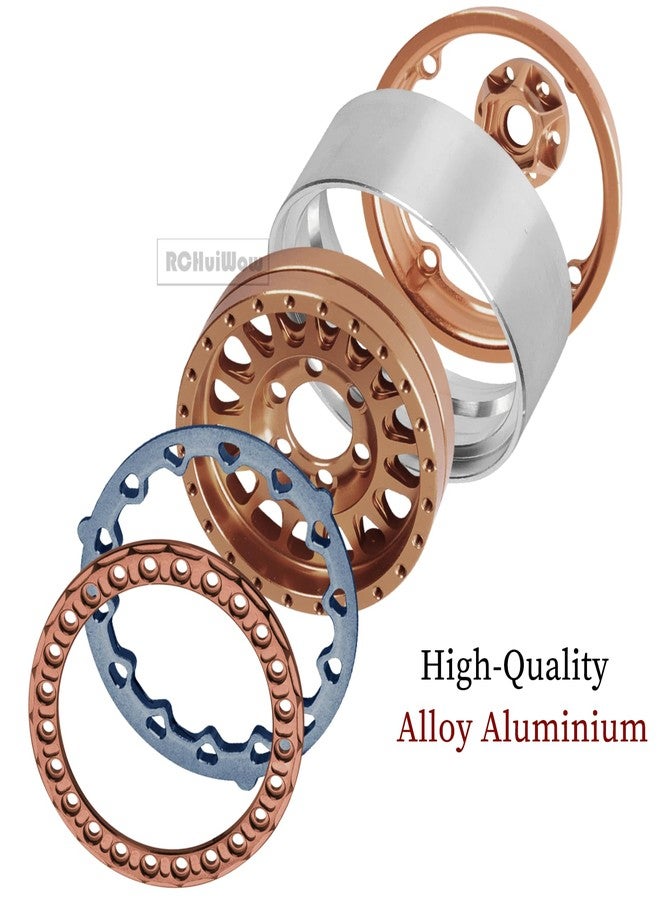 RCHuiWow RC 1.9 Beadlock Wheels for 1/10 RC Crawler TRX4 TRX6 SCX10 90046 AX103007 VS4-10 MST CFX RC4WD D90 Red cat Gen8 7,Alloy Aluminium 1.9 rc Beadlock Rims 1.9 rc Wheels,4PCS,Brown - Image 5
