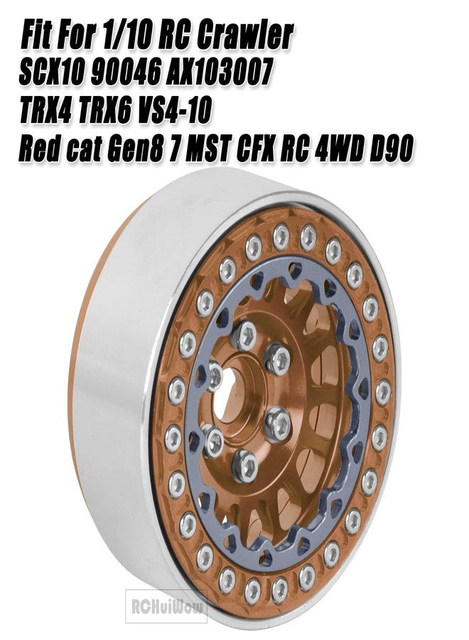RCHuiWow RC 1.9 Beadlock Wheels for 1/10 RC Crawler TRX4 TRX6 SCX10 90046 AX103007 VS4-10 MST CFX RC4WD D90 Red cat Gen8 7,Alloy Aluminium 1.9 rc Beadlock Rims 1.9 rc Wheels,4PCS,Brown - Image 2
