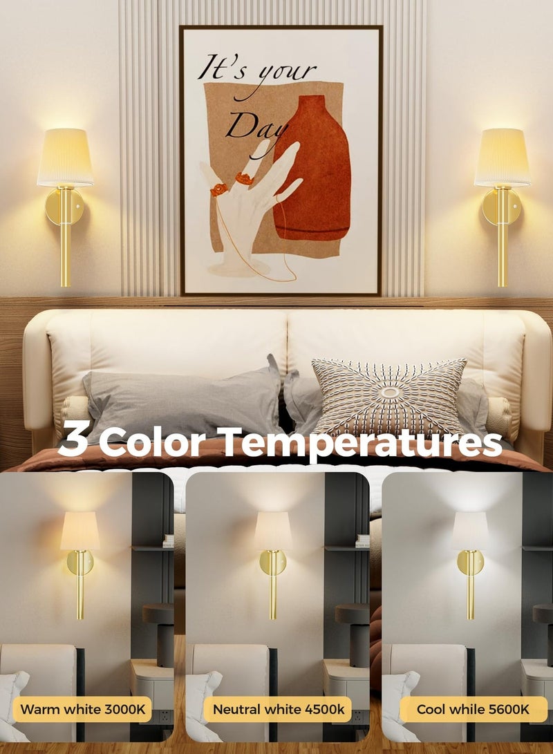 XICEN 2 Pcs USB-C Charging Wall Lights, Wall Sconce with Magnetic 5200mAh Battery, 3 Color Temperature, Remote Control & Timer Function for Bedroom Living Room Hallway Home Decor - Image 2