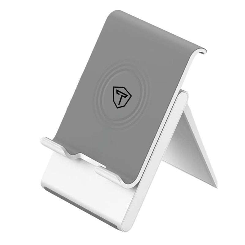 tuKZer Foldable & Portable Desktop Telescopic Smartphone Tablet Table Stand with Adjustable Height, Angle & Silicone Pad Supports Upto 11 Inch(27cm) Tab for Android & Mobile (White) - Image 1