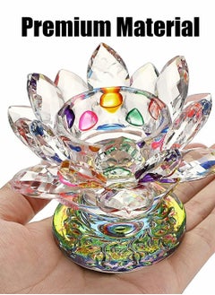 Excefore Colorful Crystal Lotus Flower Candle Holder, Colorful Glass Candle Holder, Votive Tealight Candle Holder  - Image 2